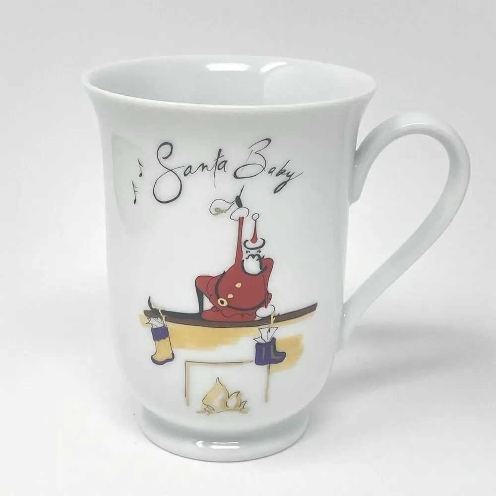 Pottery Barn Santa Baby Christmas Cocoa Coffee Mug Cup Stocking Mantle Chimney
